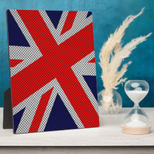 Placa Expositora Vibrante Union Jack on Carbon Fiber Style Print