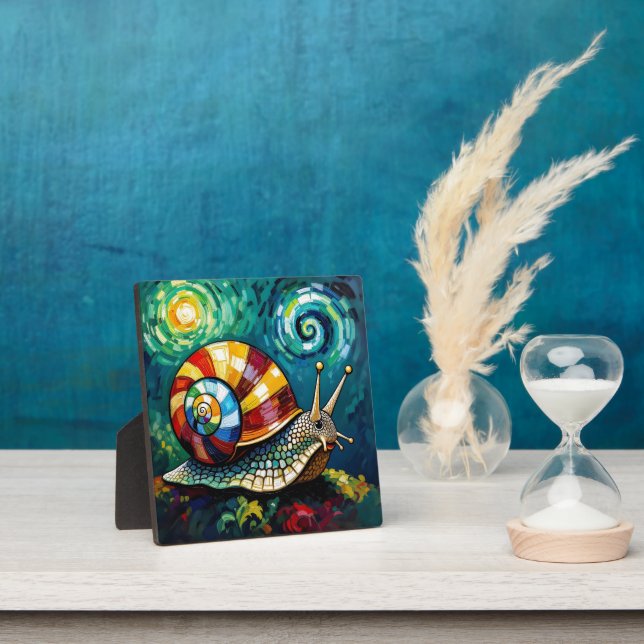 Placa Expositora Vibrantly Colorful Impasto Whimsical Snail (in situ)