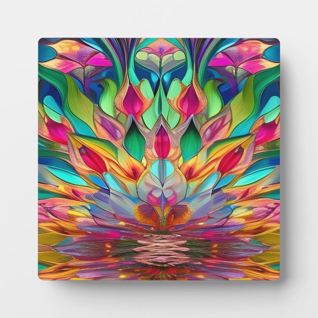 Placa Expositora Vidrio Manchado Abstracto Colorido (Frente)