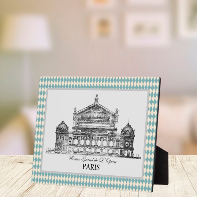 Placa Expositora Vieja Ópera de París Ilustracion Harlequin (Subido por el creador)