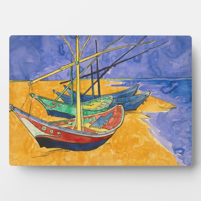 Placa Expositora Vincent van Gogh - Barcas de Pesca en la Playa (Frente)