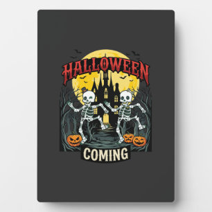 Placa Expositora Viniendo Halloween Esqueletos Bailando Castillo Ca