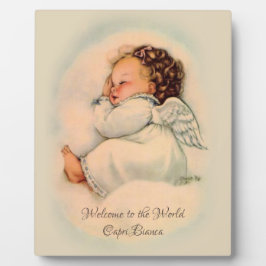Placa Expositora Vintage Baby Girl Sleeping Angel on Cloud