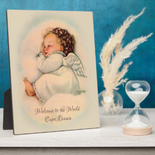 Placa Expositora Vintage Baby Girl Sleeping Angel on Cloud
