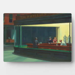 Placa Expositora Vintage Edward Hopper Nighthawks Diner Poster