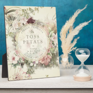 Placa Expositora Vintage Floral Botánica Toss Petals Boda