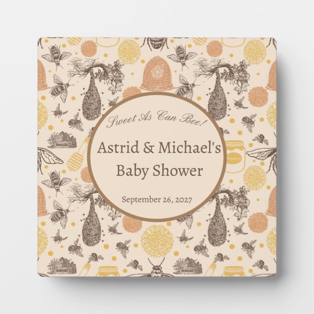 Placa Expositora Vintage Honey Bumblebee Baby Shower (Frente)