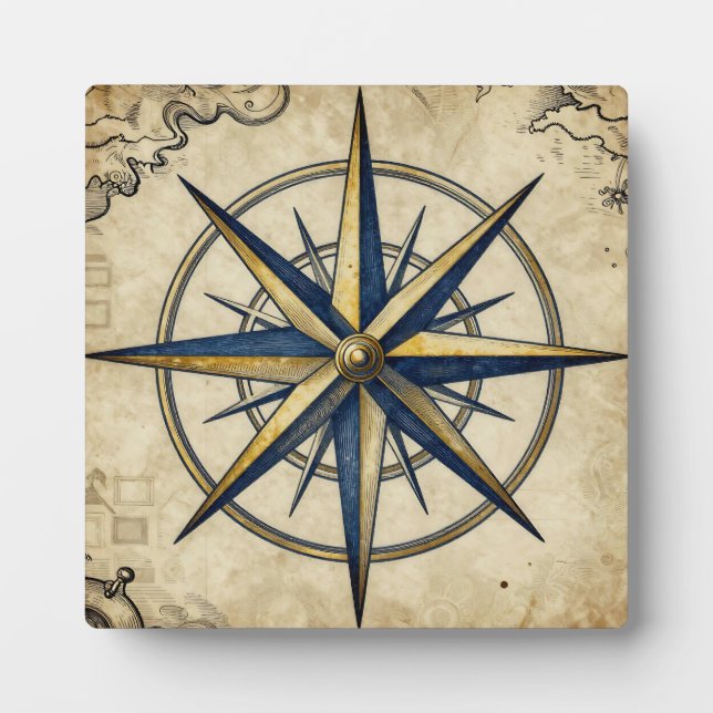 Placa Expositora Vintage Nautical Compass Rose (Frente)