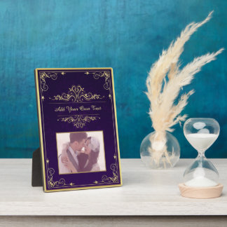Placa Expositora Vintage Ornate Elegant Purple Damask Custom Photo