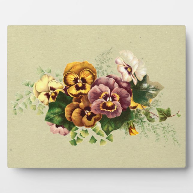 Placa Expositora Vintage Pansies Bouquet (Frente)
