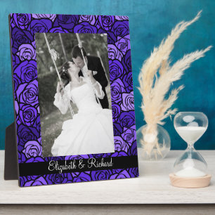 Placa Expositora Vintage rosas de color azul profundo Boda Photo Pl