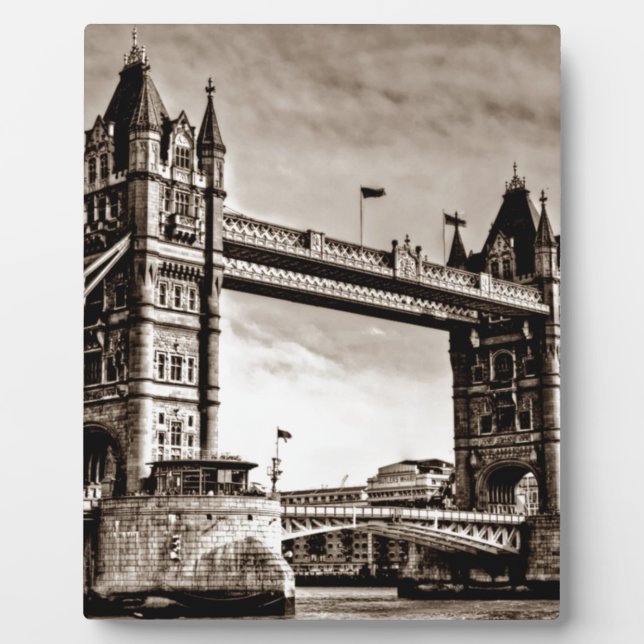 Placa Expositora Vintage Sepia London Tower Bridge (Frente)