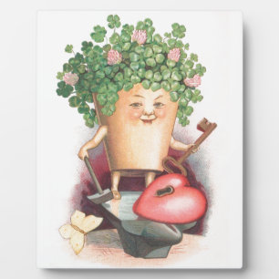 Placa Expositora Vintage Shamrock Heart and Key St Patrick's Day