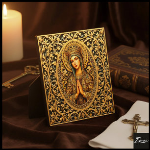 Placa Expositora Virgen María Reverencia Dorada