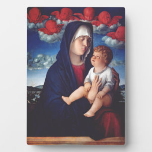 Placa Expositora Virgen María y Niño Arte Religioso Clásico