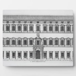 Placa Expositora Vista de la fachada del Palacio de Letrán, Roma, c