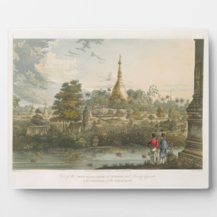 Placa Expositora Vista de la Gran Pagoda de Dagon en Rangoon desde 
