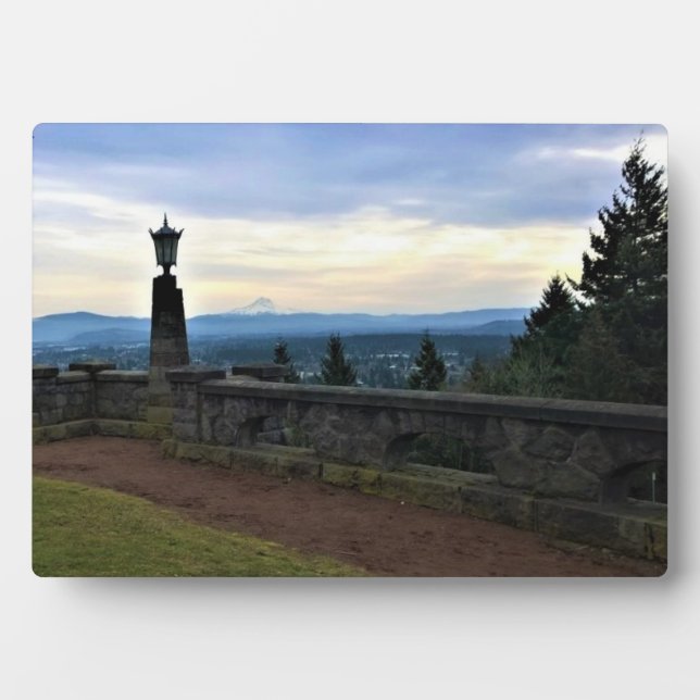 Placa Expositora Vista del Monte Hood, Portland, Oregón (Frente)