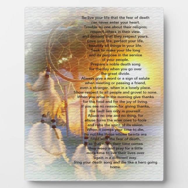 Placa Expositora Vive tu vida, Jefe Tecumseh dreamcatcher (Frente)