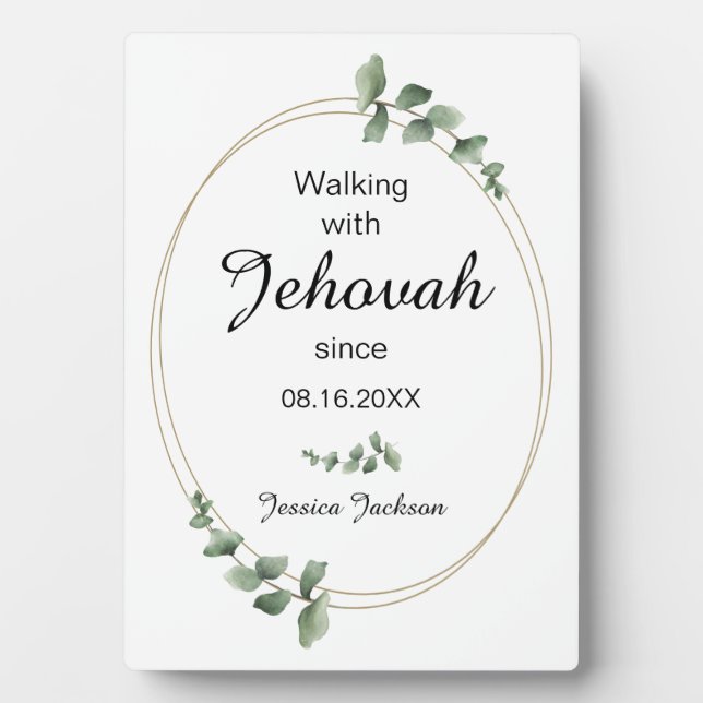 Placa Expositora Walking with Jehovah since Baptism Eucalyptus (Frente)