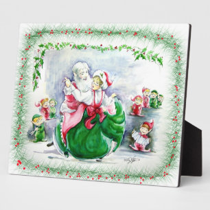 Placa Expositora Waltzing Santa y la Sra. Claus Plaque