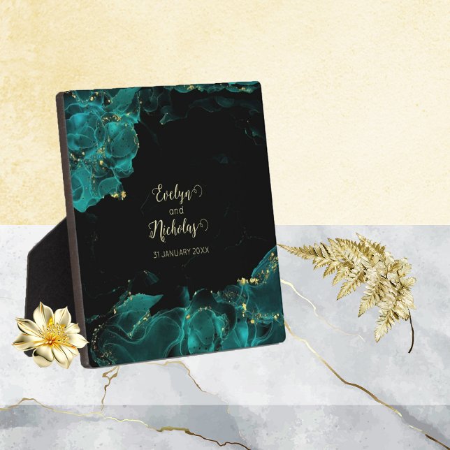 Placa Expositora Watercolor Anastasia Boda Black & Green Plaque (Subido por el creador)