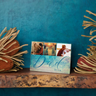 Placa Expositora Watercolor Blue Abstract 3 fotos mejor papá