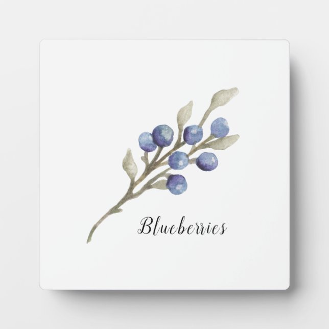 Placa Expositora Watercolor Blueberries Botánico (Frente)