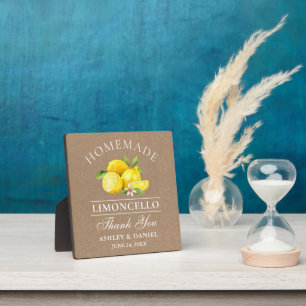 Placa Expositora Watercolor Lemons Limoncello Kraft Boda