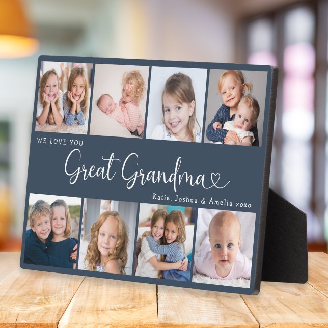 Placa Expositora We Love You Great Grandma Photo Collage Heart (Subido por el creador)
