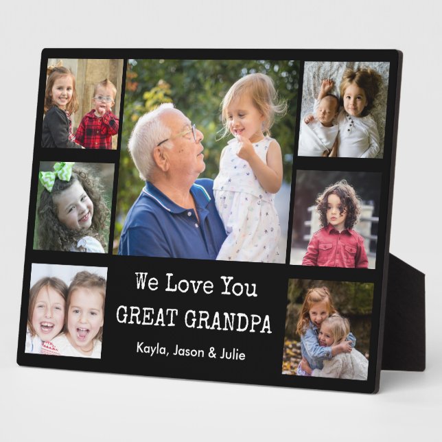 Placa Expositora We Love You Great Grandpa 7 Photo Collage White (Lado)
