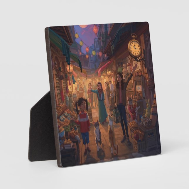 Placa Expositora Where Cats Wander and Lanterns Glow (Anverso)