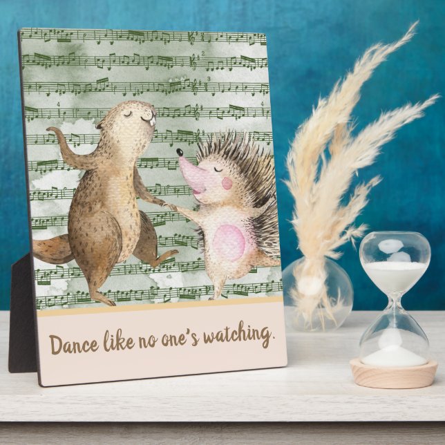 Placa Expositora Whimsical Hedgehog & Beaver Dance Tabletop (Lado)