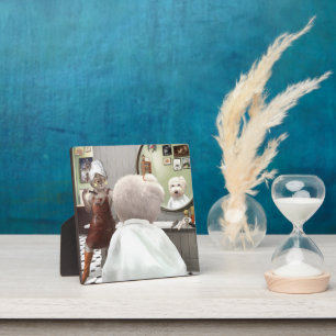 Placa Expositora Whimsical Mascota Barber Shop