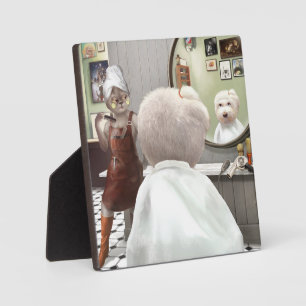 Placa Expositora Whimsical Mascota Barber Shop