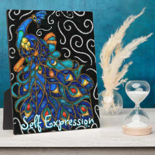 Placa Expositora Whimsical Peacock Chalk Pastel Bird Personalizado