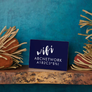 Placa Expositora Wifi Contraseña Rótulo Navy Azul