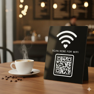 Placa Expositora Wifi QR Code Scan para conectar autoadhesivo