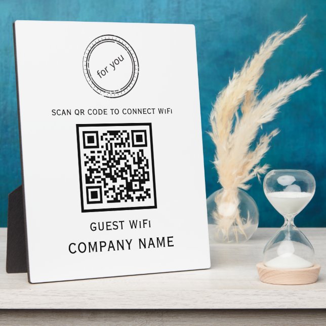 Placa Expositora Wifi QR Código contraseña y nombre de red blanco (Lado)
