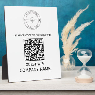Placa Expositora Wifi QR Código contraseña y nombre de red blanco