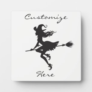 Placa Expositora Witch Riding Broom Halloween Thunder_Cove