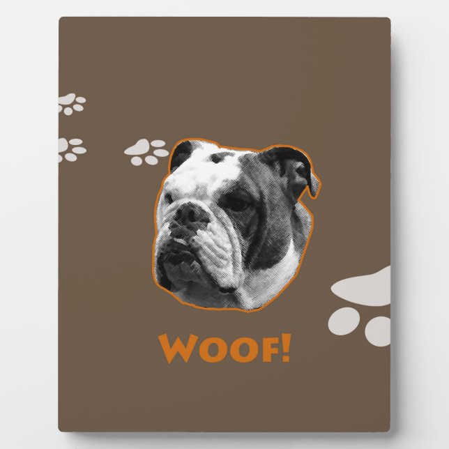 Placa Expositora Woof, Bulldog inglés (Frente)