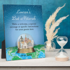 Placa Expositora World Travel Snow Globe Bat Mitzvah