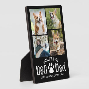 Placa Expositora WORLDS BEST DOG DAD 4 Photo Collage Your Color