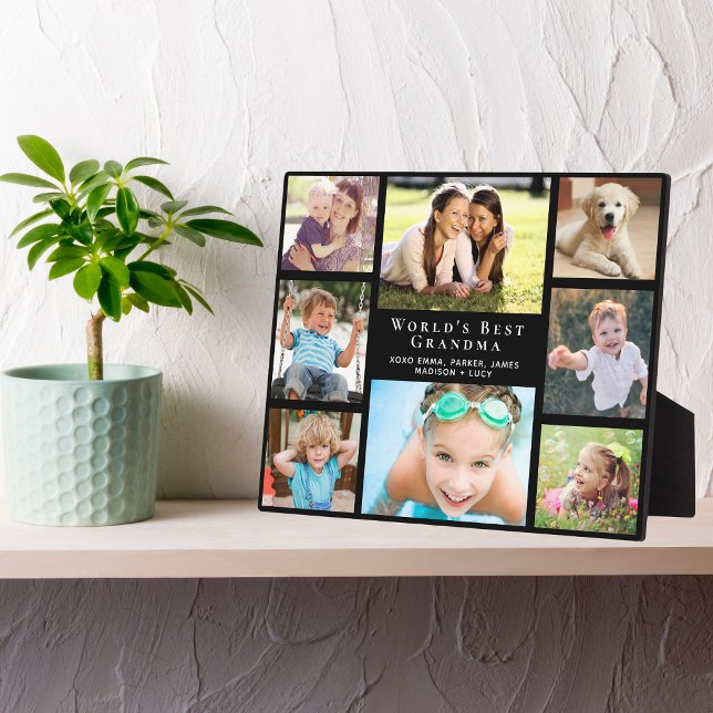 Placa Expositora World's Best Grandma Photo Collage Black (Subido por el creador)