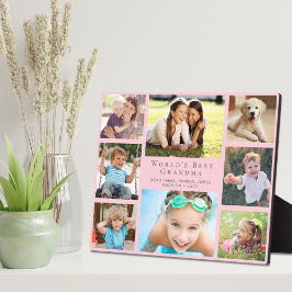 Placa Expositora World's Best Grandma Photo Collage Pink
