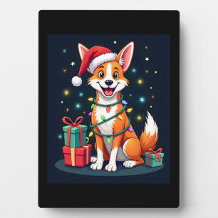Placa Expositora Xmas de Fox Terrier Encendiendo Perro Terrier Sant