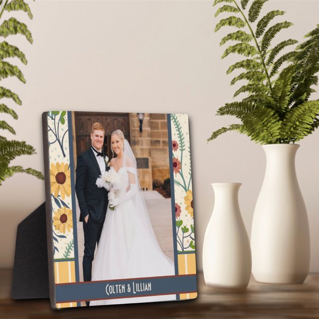 Placa Expositora Yellow Daisy Stripe Foto Nombres personalizados Ne (Subido por el creador)