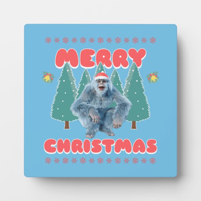 Placa Expositora Yeti Divertido - Feliz Navidad (Frente)