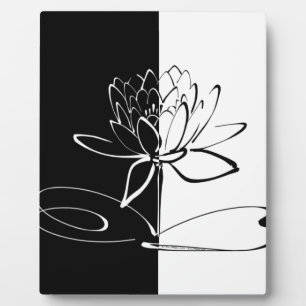 Placa Expositora Yin Yang Black White Lotus Blossom